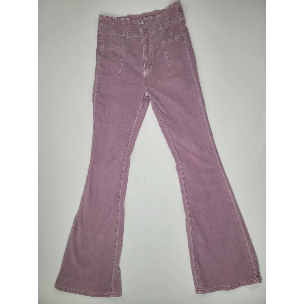 Free People We The Free Pink Corduroy High Rise‎ Flare Pants Size 28